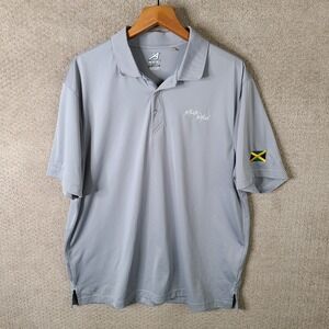 Ahead USA Shirt Mens XL Polo Gray White Witch Jamaica Flag‎ Golf Athletic